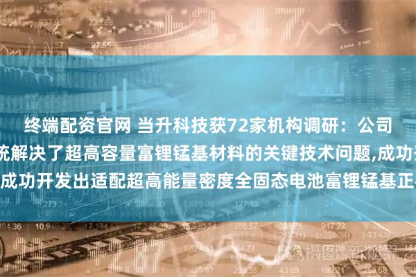终端配资官网 当升科技获72家机构调研：公司通过持续技术迭代,系统解决了超高容量富锂锰基材料的关键技术问题,成功开发出适配超高能量密度全固态电池富锂锰基正极材料（附调研问答）